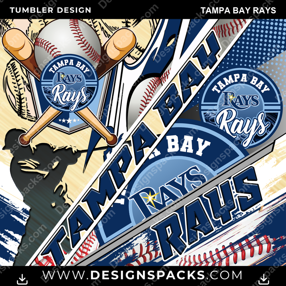 Baseball Silhouette Tampa Bay Rays Tumbler Digital Wrap Design