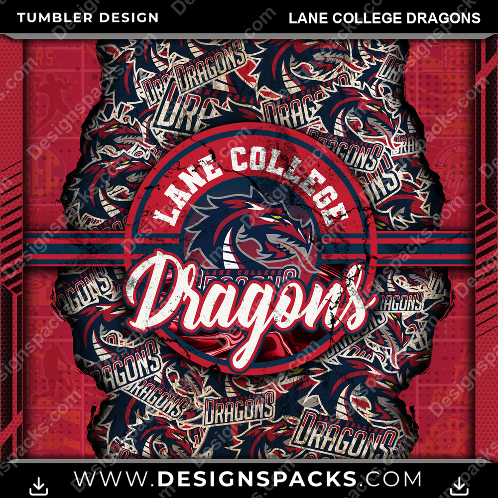 College Sport Ripped Lane College Dragons NCAA College Sport Tumbler Digital Wrap Design Download