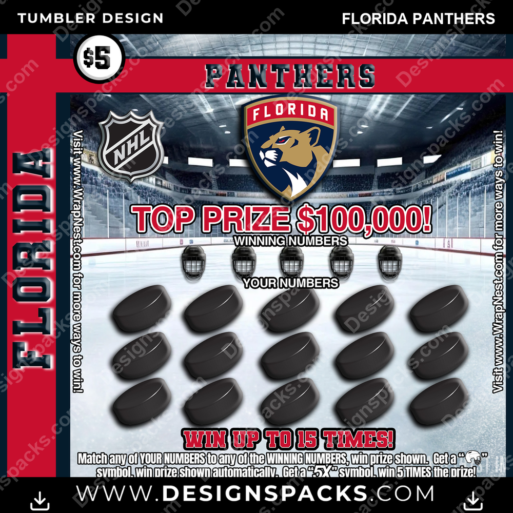 Ice Hockey Lottery Ticket Florida Panthers Tumbler Digital Wrap Design