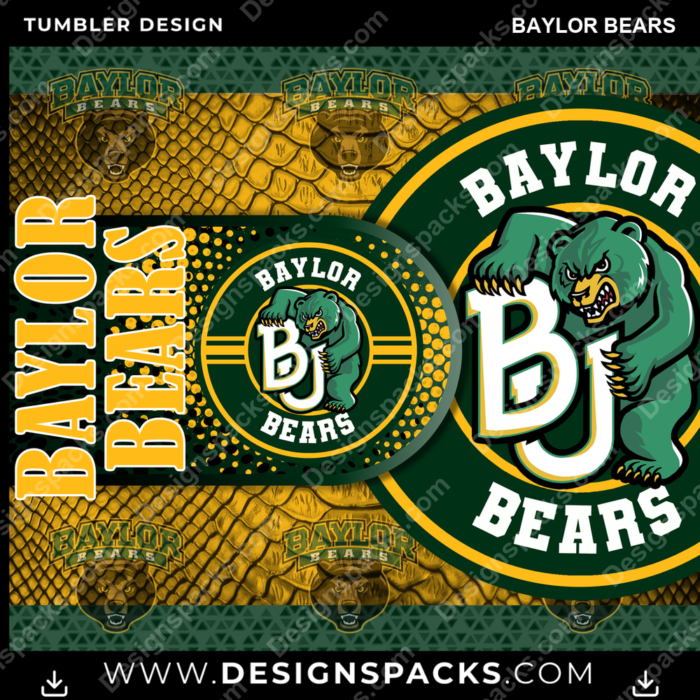 College Sport Hyper Baylor Bears Tumbler Digital Wrap Design