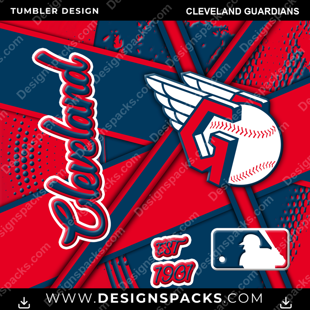 Baseball Team Sport Cleveland Guardians MLB Baseball Tumbler Digital Wrap Design Download