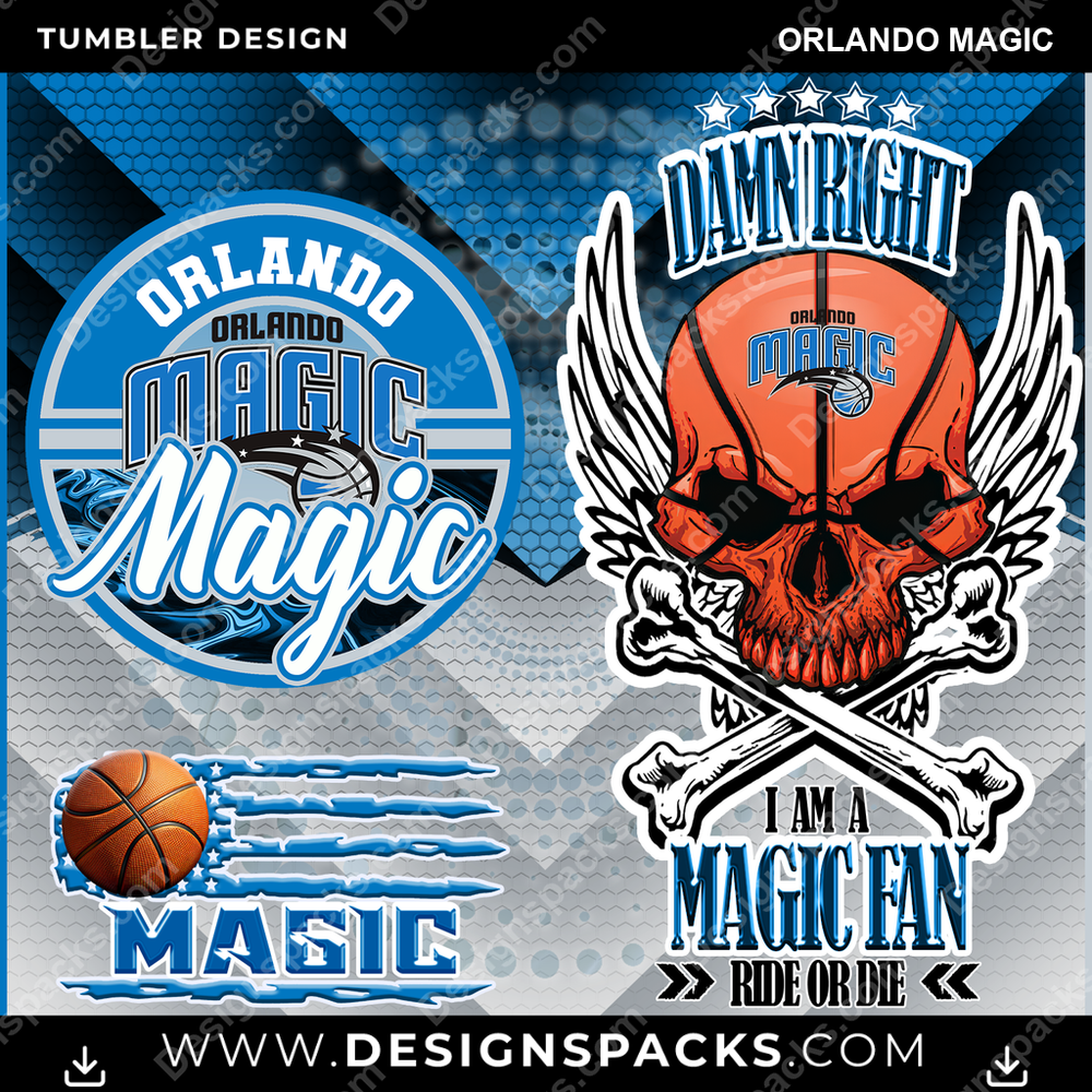 Basketball Skull Orlando Magic Tumbler Digital Wrap Design