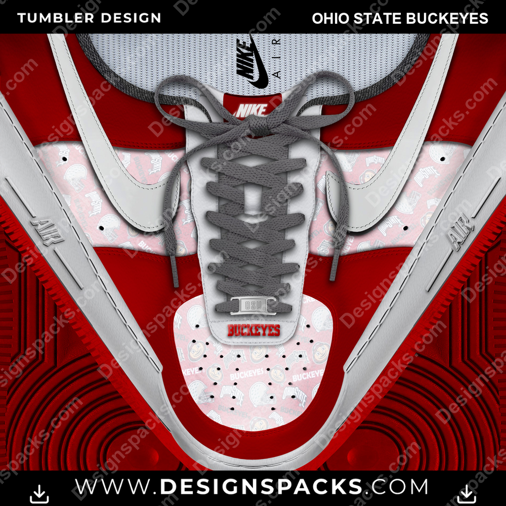 College Sport Nike AF1 Laces Ohio State Buckeyes NCAA College Sport Tumbler Digital Wrap Design Download
