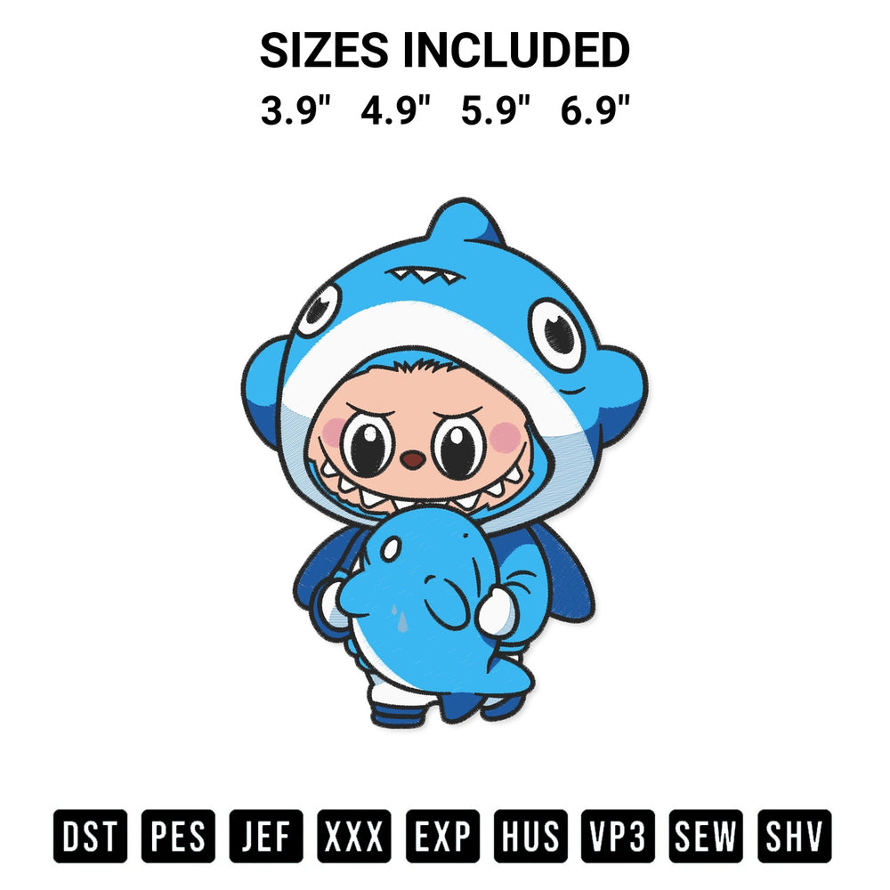 Transform your fabrics with the Baby Shark Labubu Embroidery Design embroidery design. Instant access to premium digitized patterns at Designspacks.com. Available sizes: 3.9", 4.9", 5.9", 6.9".