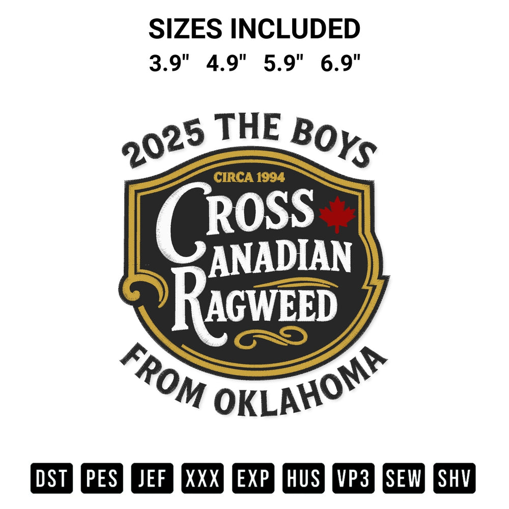 Elevate your next project with our Cross Canadian Ragweed The Boys From Oklahoma Concert 2025 Embroidery Design embroidery file. Shop high-quality digital patterns instantly at Designspacks.com. Available sizes: 3.9", 4.9", 5.9", 6.9".