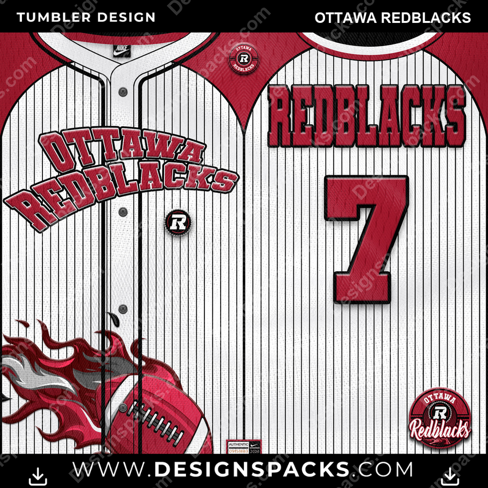 Canada Football Team Button-Up Jersey Ottawa Redblacks Tumbler Digital Wrap Design