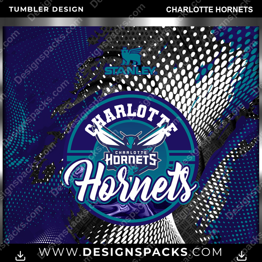 Basketball Stanley Charlotte Hornets NBA Basketball Tumbler Digital Wrap Design Download
