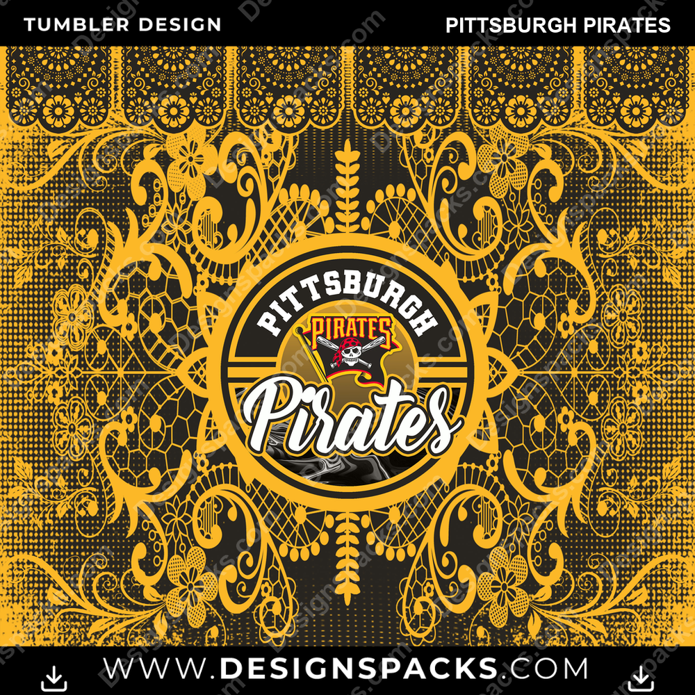 Baseball Lace & Logo Pittsburgh Pirates Tumbler Digital Wrap Design