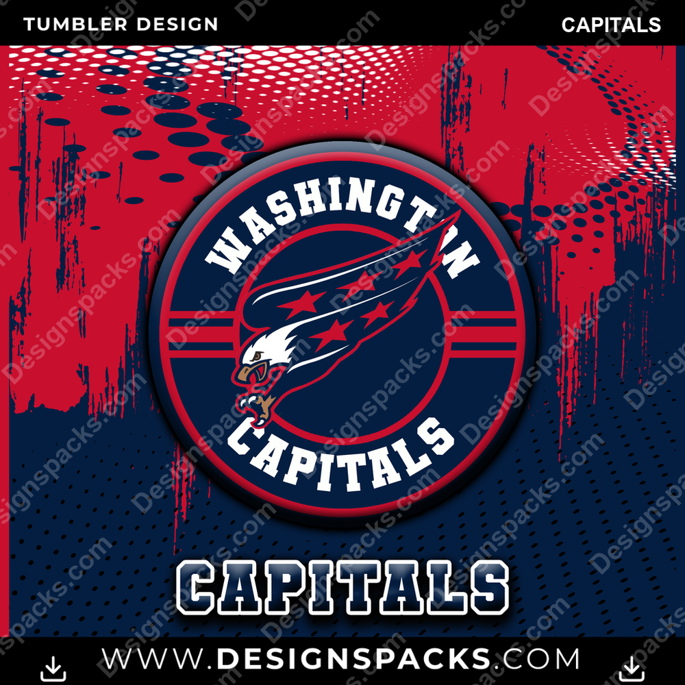 Ice Hockey Dot Logo CAPITALS Tumbler Digital Wrap Design