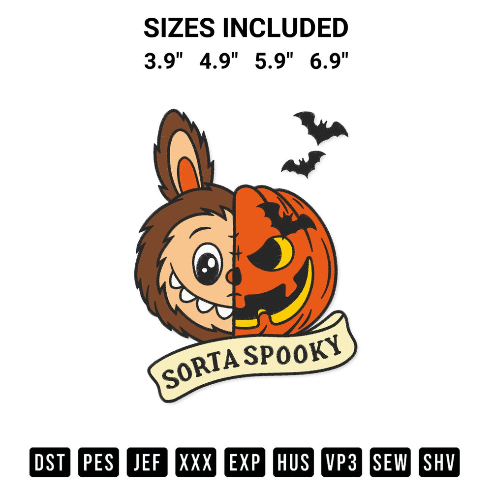 Transform your fabrics with the Sorta Spooky Halloween Embroidery Design embroidery design. Instant access to premium digitized patterns at Designspacks.com. Available sizes: 3.9", 4.9", 5.9", 6.9".