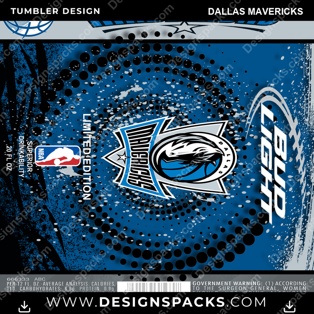 Basketball Bud Dallas Mavericks Tumbler Digital Wrap Design