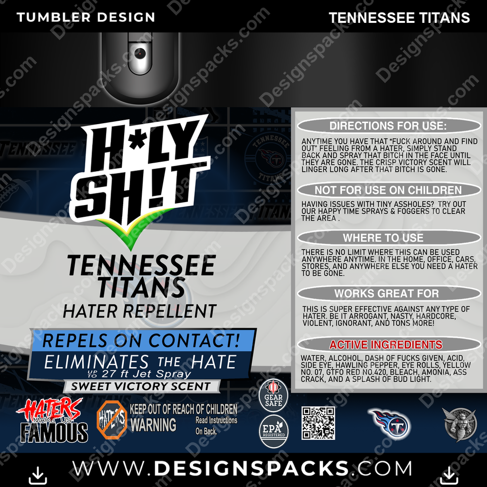 Football HOLY SHIT Tennessee Titans Tumbler Digital Wrap Design