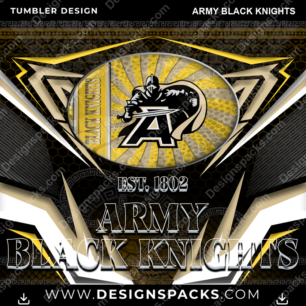 College Sport Tribal Army Black Knights Tumbler Digital Wrap Design