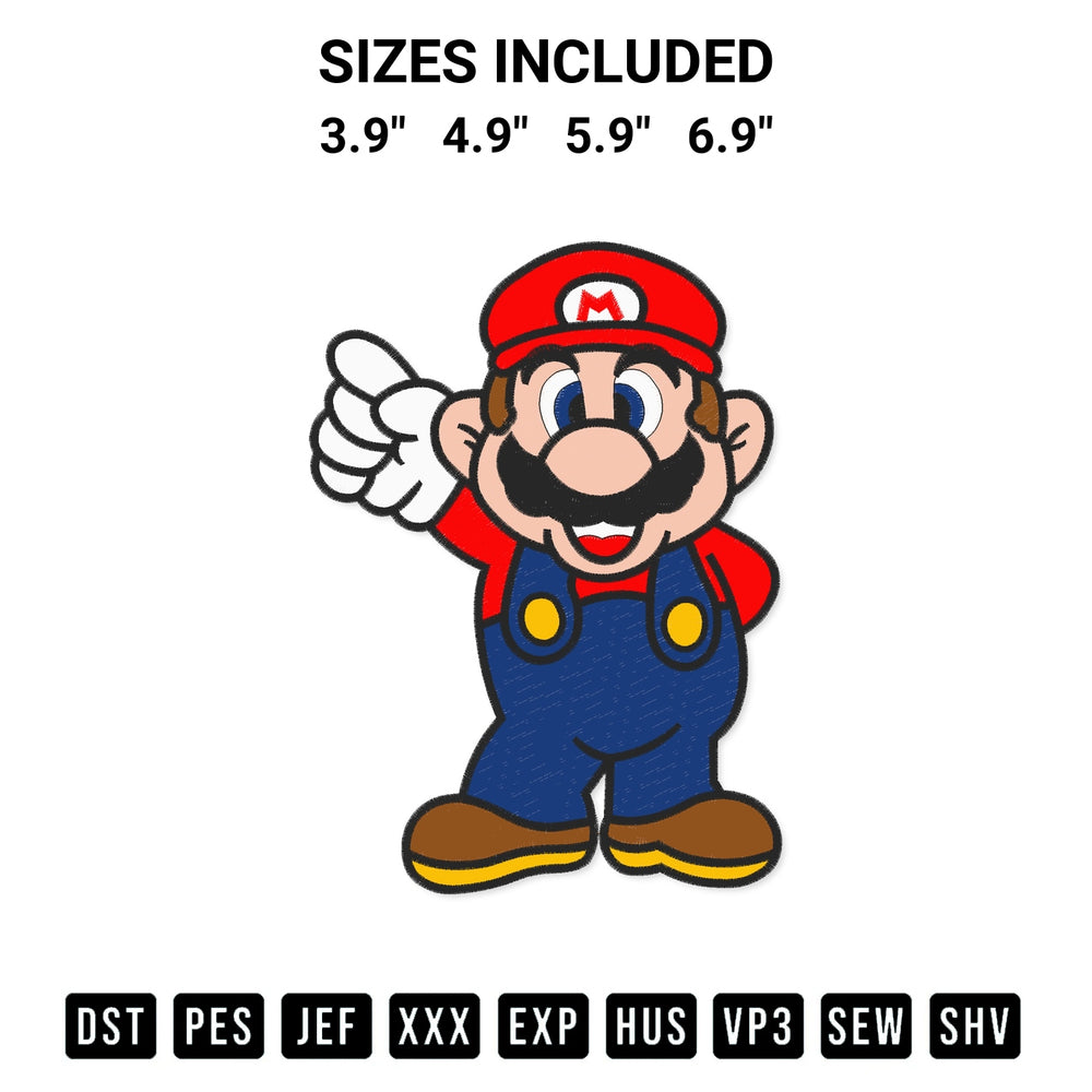 Get the Super Mario Embroidery Design embroidery design for your custom crafts! Premium digitized files available for instant download at Designspacks.com. Available sizes: 3.9", 4.9", 5.9", 6.9".