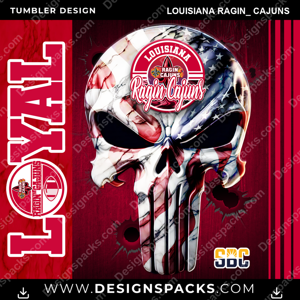 College Sport Loyal Louisiana Ragin_ Cajuns Tumbler Digital Wrap Design