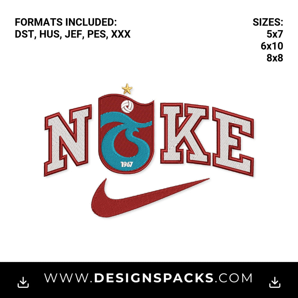 Trabzonspor Nike Swoosh Crest Logo Embroidery Design - Instant digital download pattern at Designspacks.com