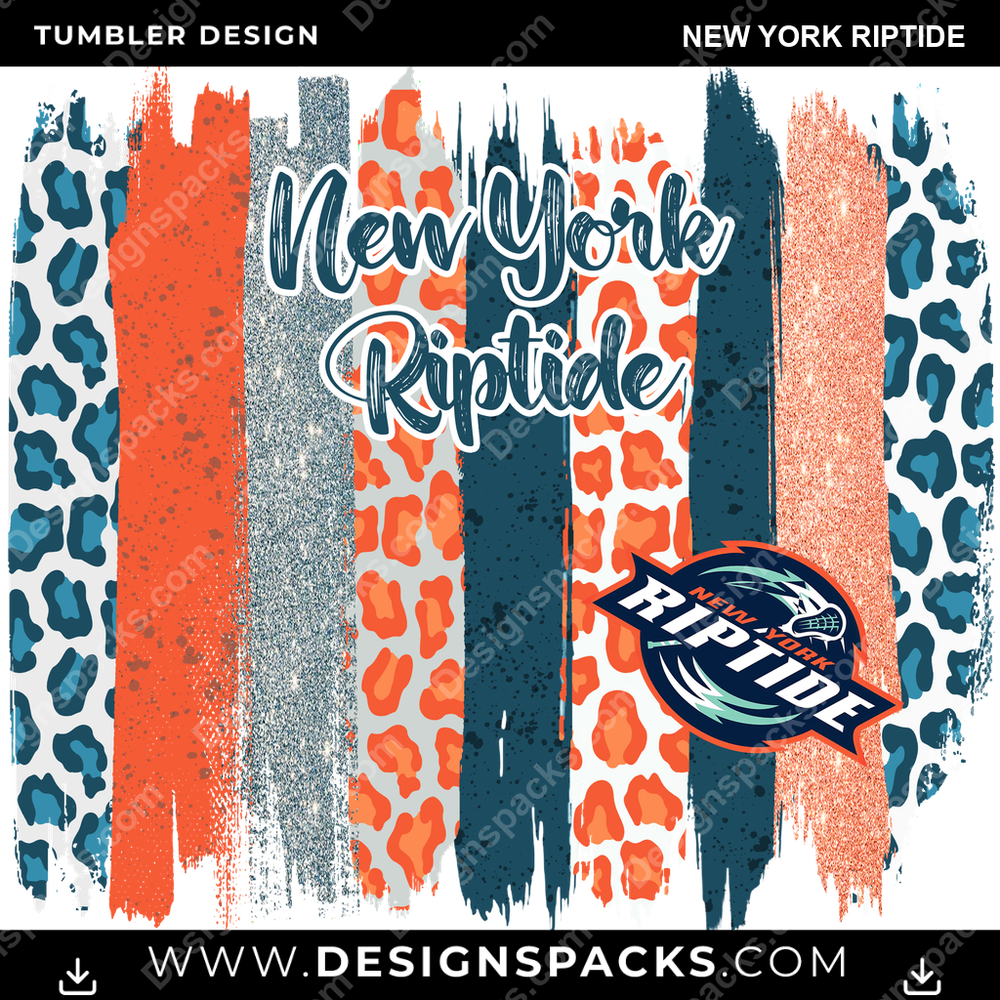 Lacrosse Brush Strokes New York Riptide Tumbler Digital Wrap Design