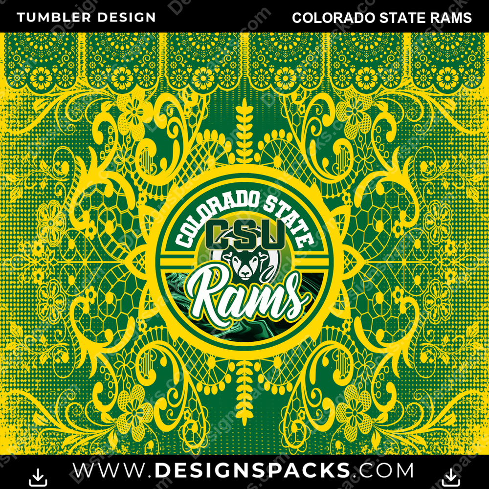 College Sport Lace & Logo Colorado State Rams NCAA College Sport Tumbler Digital Wrap Design Download