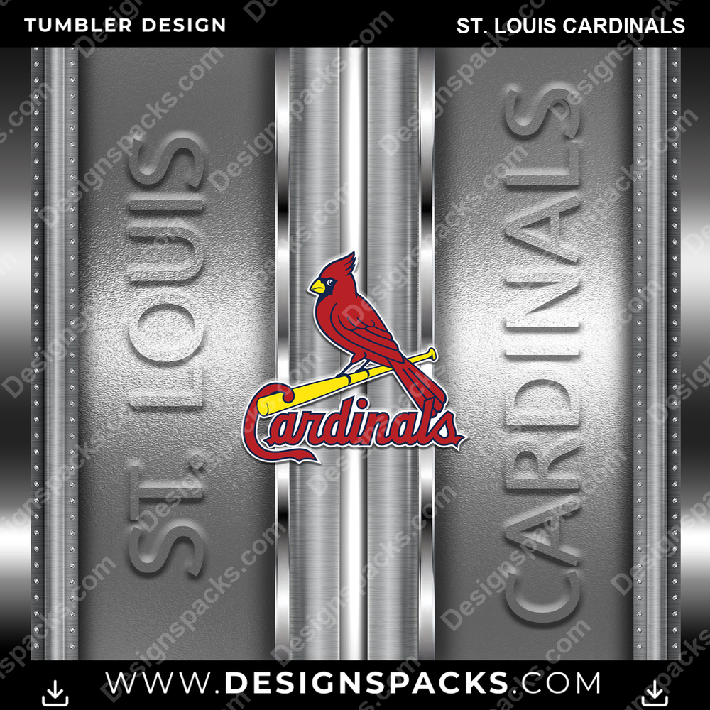 Baseball Metallic St. Louis Cardinals Tumbler Digital Wrap Design