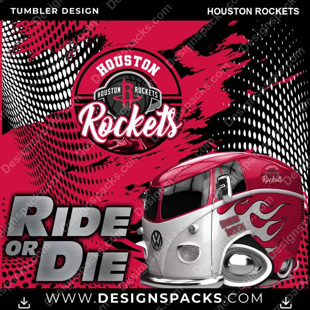 Basketball Ride or Die Houston Rockets NBA Basketball Tumbler Digital Wrap Design Download