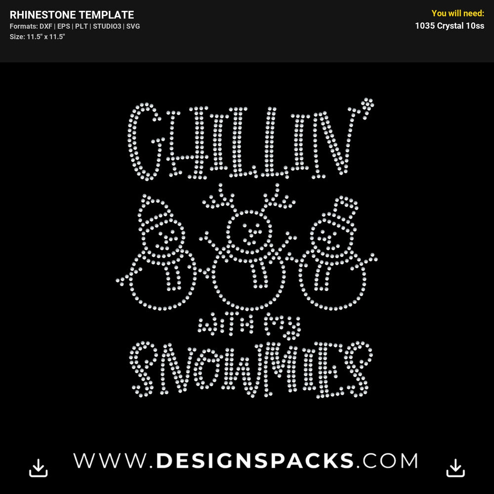 Chillin Snowmies Rhinestone Digital Template