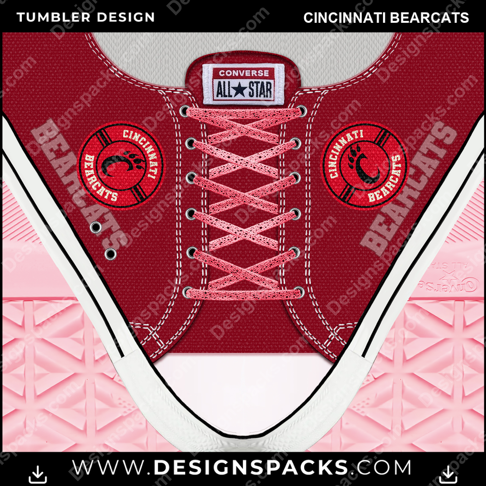 College Sport Converse Cincinnati Bearcats Tumbler Digital Wrap Design