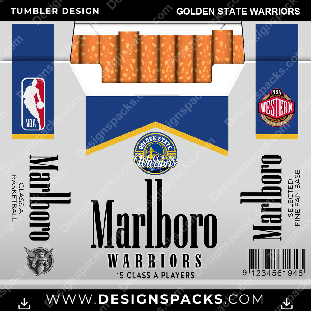 Basketball Marlboro Golden State Warriors NBA Basketball Tumbler Digital Wrap Design Download