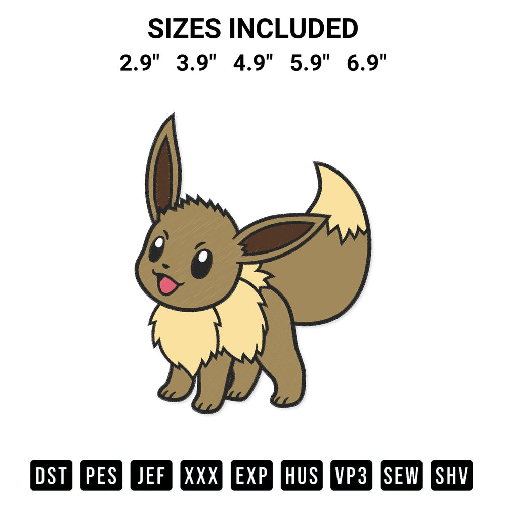 Elevate your next project with our Eevee Pokemon Embroidery Design embroidery file. Shop high-quality digital patterns instantly at Designspacks.com. Available sizes: 2.9", 3.9", 4.9", 5.9", 6.9".