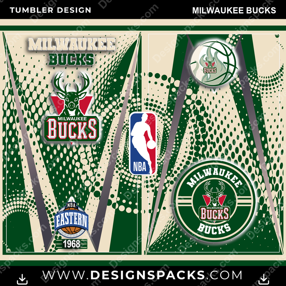 Basketball Team Logo Milwaukee Bucks Tumbler Digital Wrap Design