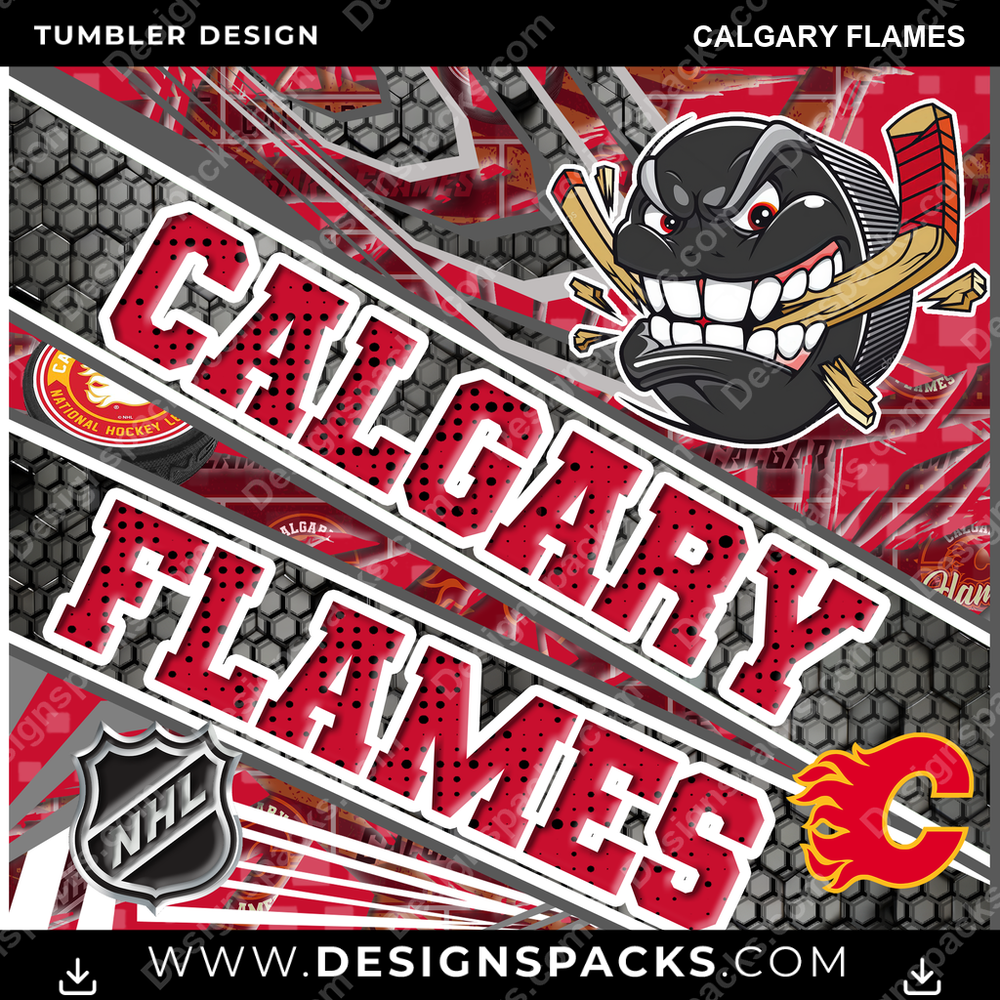 Hockey Angry Sports Calgary Flames NHL Hockey Tumbler Digital Wrap Design Download