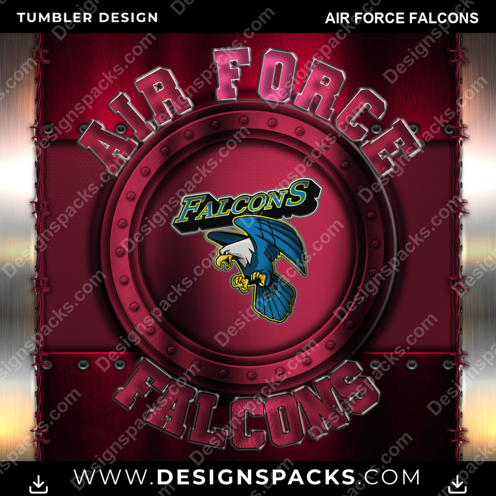 College Sport Metal Air Force Falcons NCAA College Sport Tumbler Digital Wrap Design Download
