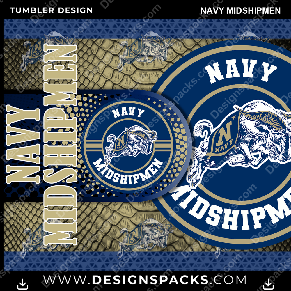 College Sport Hyper Navy Midshipmen Tumbler Digital Wrap Design