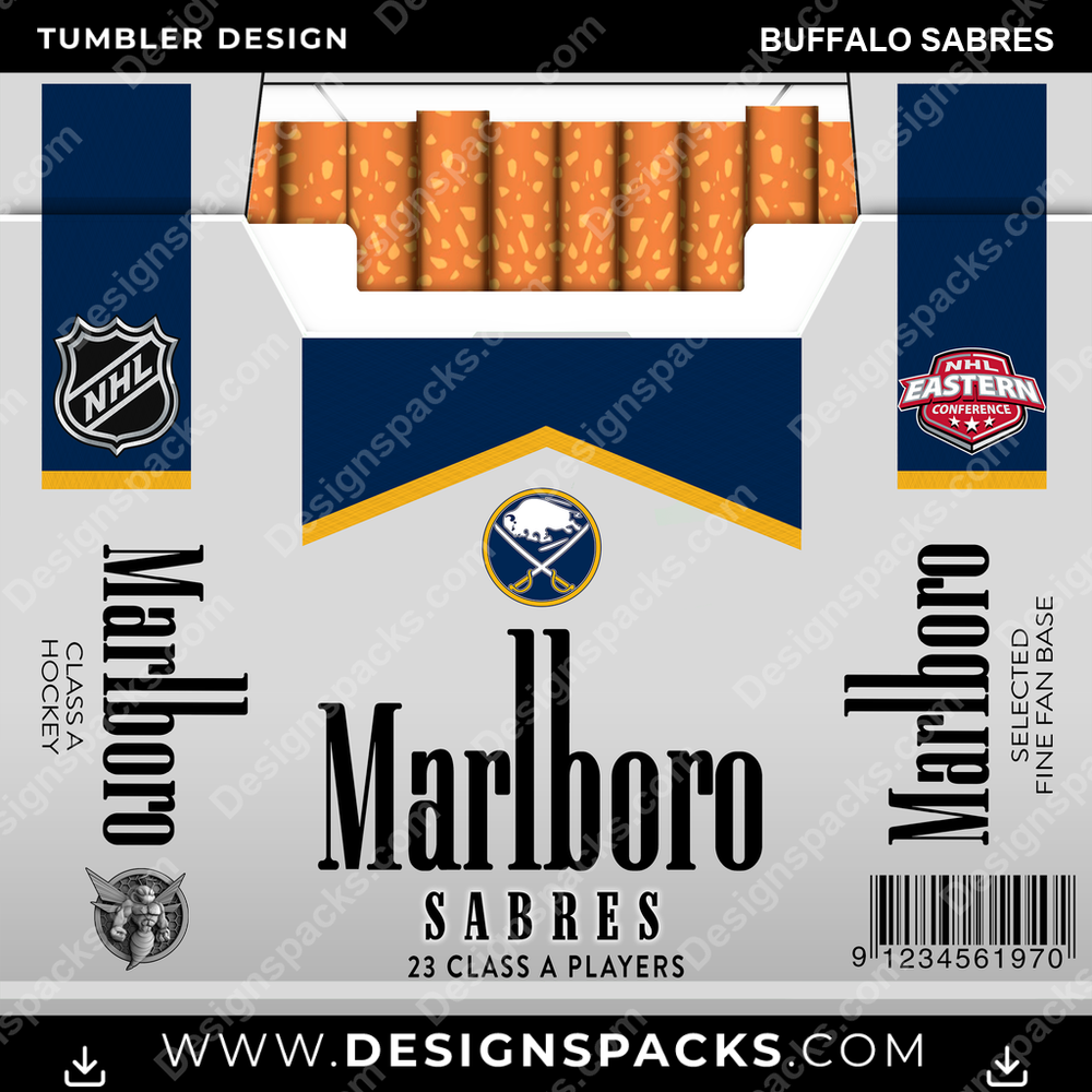 Ice Hockey Marlboro Buffalo Sabres NHL Hockey Tumbler Digital Wrap Design Download