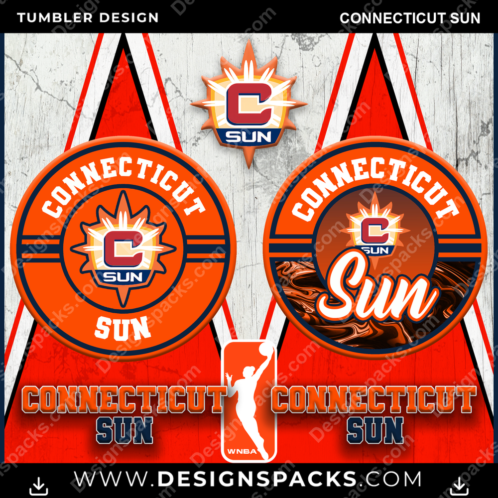 Basketball Sports Connecticut Sun NBA Basketball Tumbler Digital Wrap Design Download