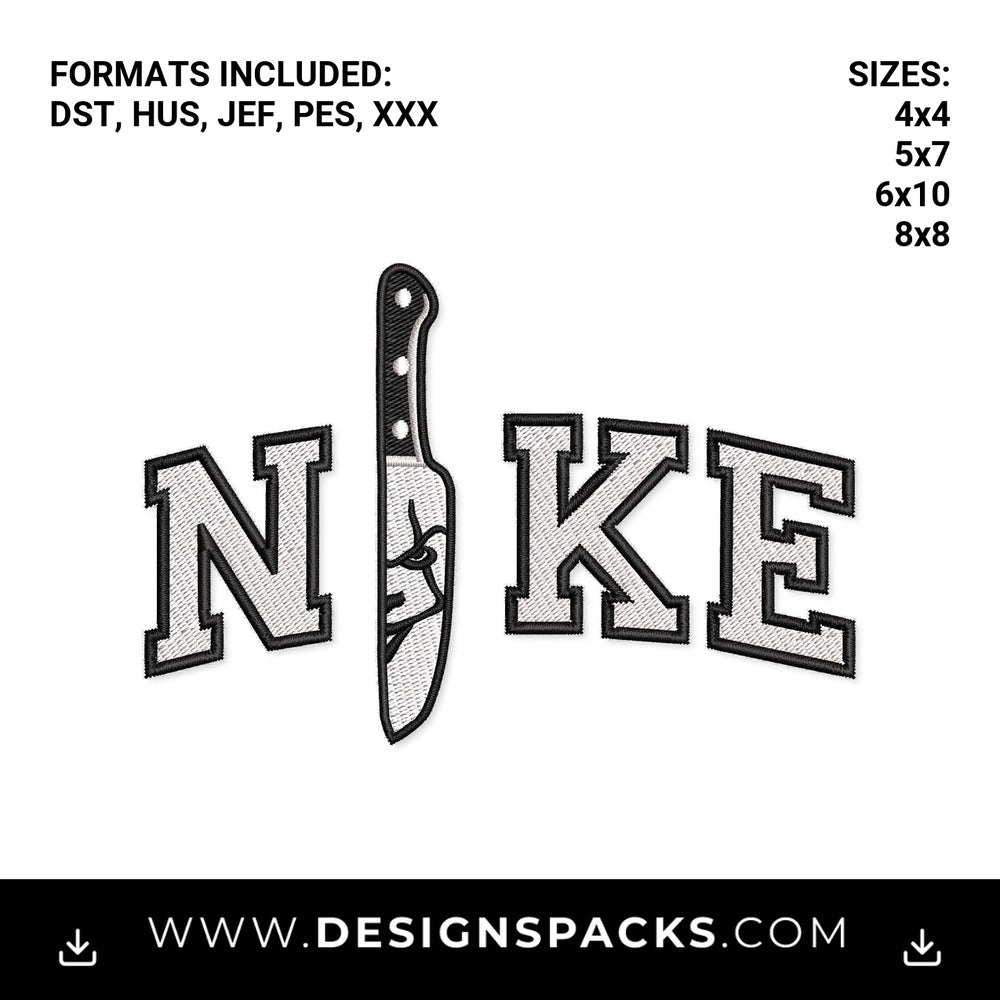 Pennywise Horror Knife Nike Logo Embroidery Design - Instant digital download pattern at Designspacks.com