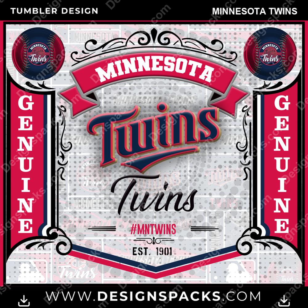 Baseball Bud Minnesota Twins Tumbler Digital Wrap Design