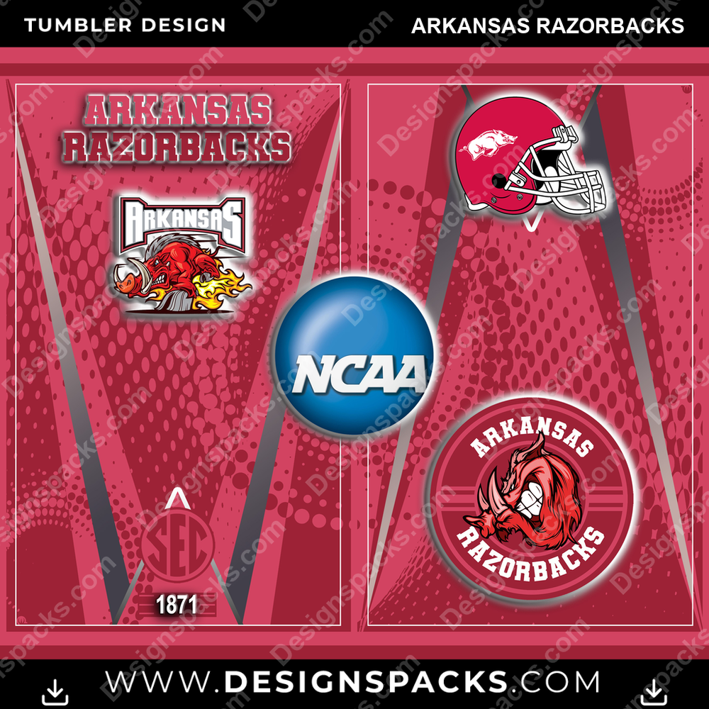 College Sport Team Logo Arkansas Razorbacks NCAA College Sport Tumbler Digital Wrap Design Download