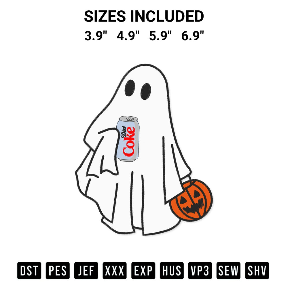 Get the Diet Coke Ghost Embroidery Design embroidery design for your custom crafts! Premium digitized files available for instant download at Designspacks.com. Available sizes: 3.9", 4.9", 5.9", 6.9".