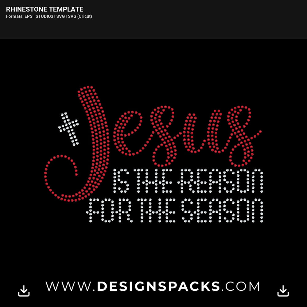 Jesus Reason For The Season Rhinestone Digital Template