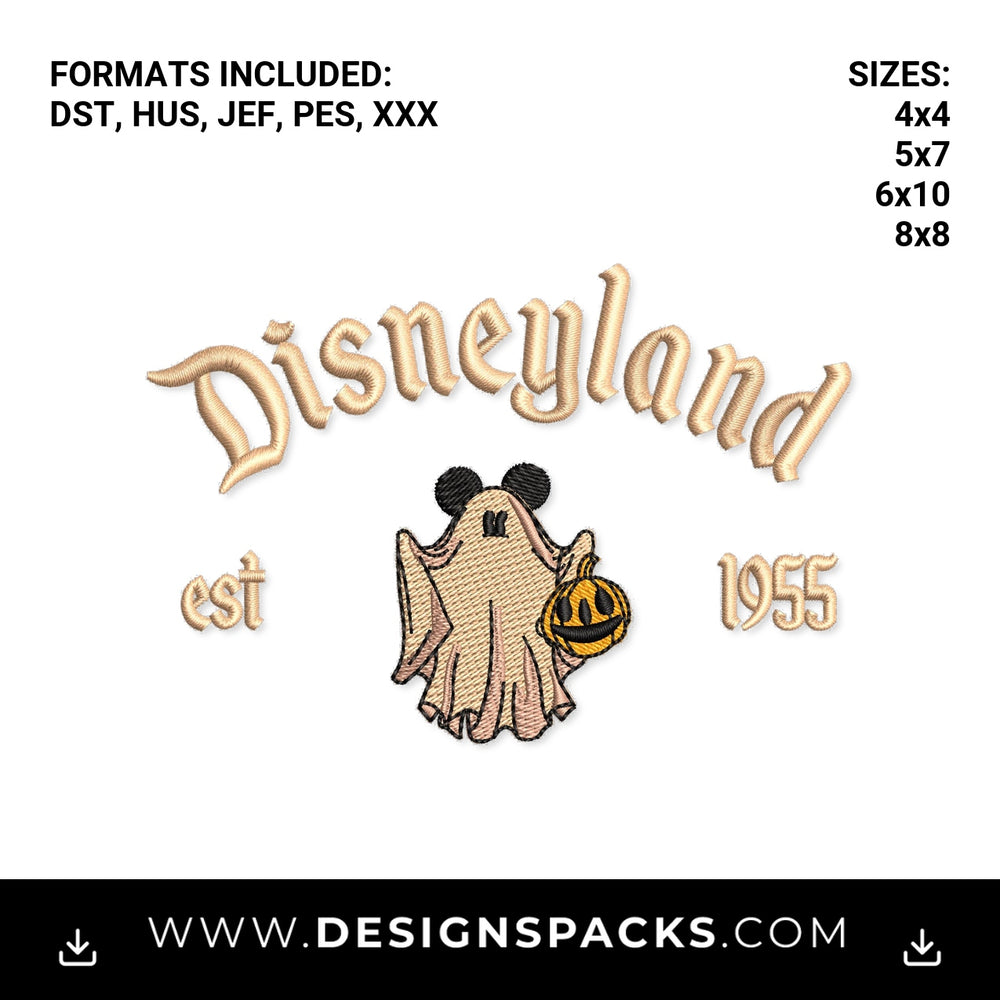 Disneyland Halloween Ghost Est 1955 Embroidery Design - Instant digital download pattern at Designspacks.com