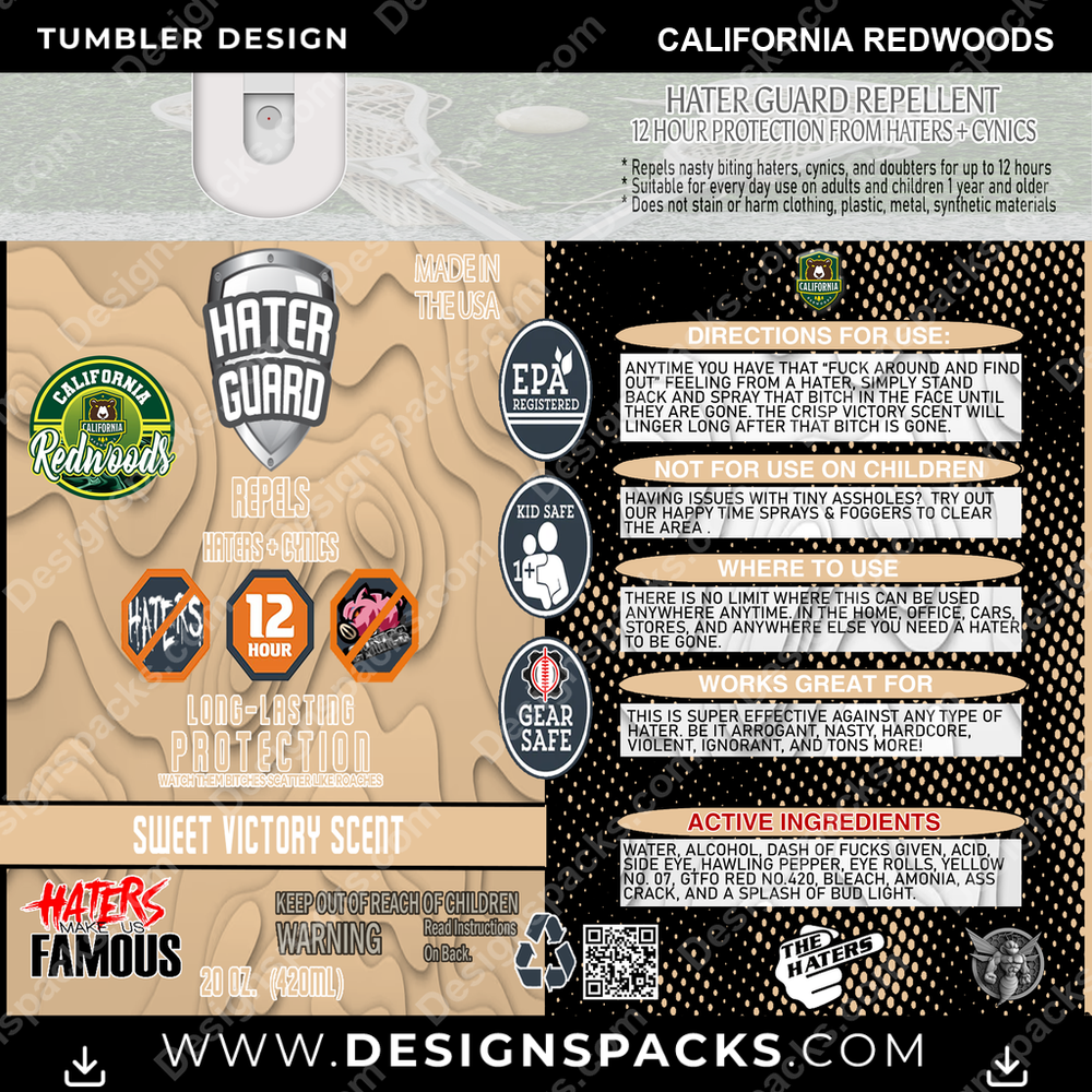 Lacrosse Hater Guard California Redwoods PLL Lacrosse Tumbler Digital Wrap Design Download