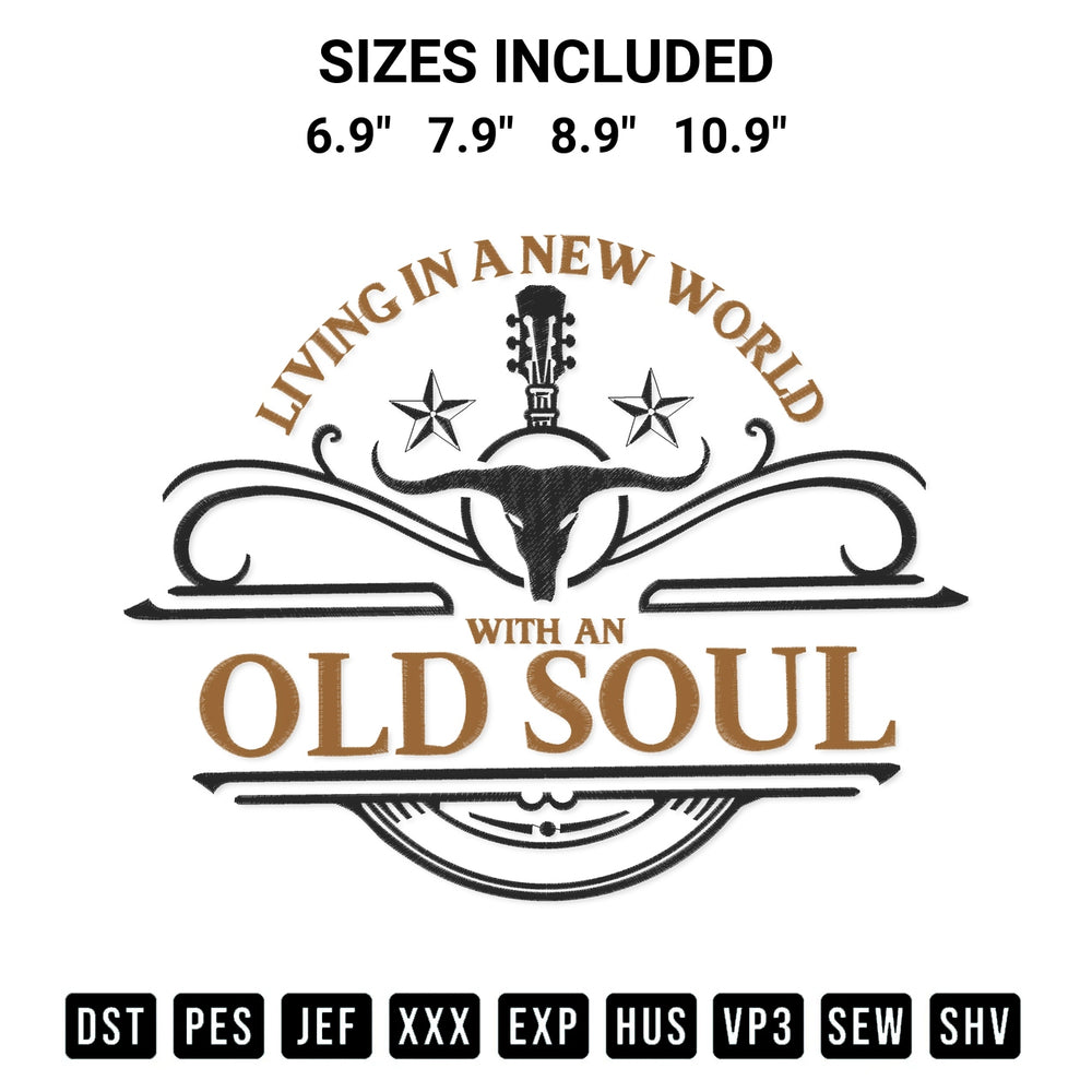 Transform your fabrics with the Living In A New World With An Old Soul Embroidery Design embroidery design. Instant access to premium digitized patterns at Designspacks.com. Available sizes: 6.9", 7.9", 8.9", 10.9".