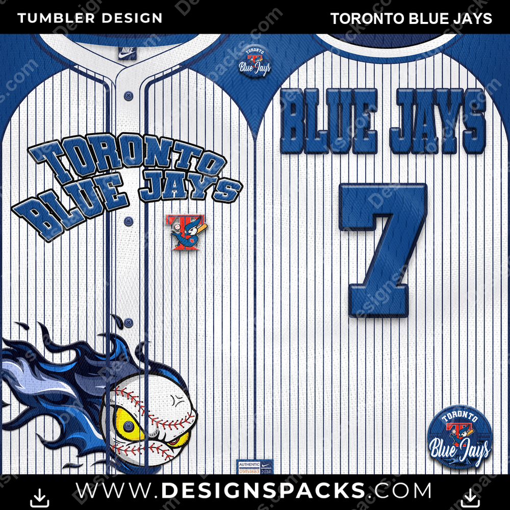 Baseball Team Button-Up Jersey Toronto Blue Jays Tumbler Digital Wrap Design