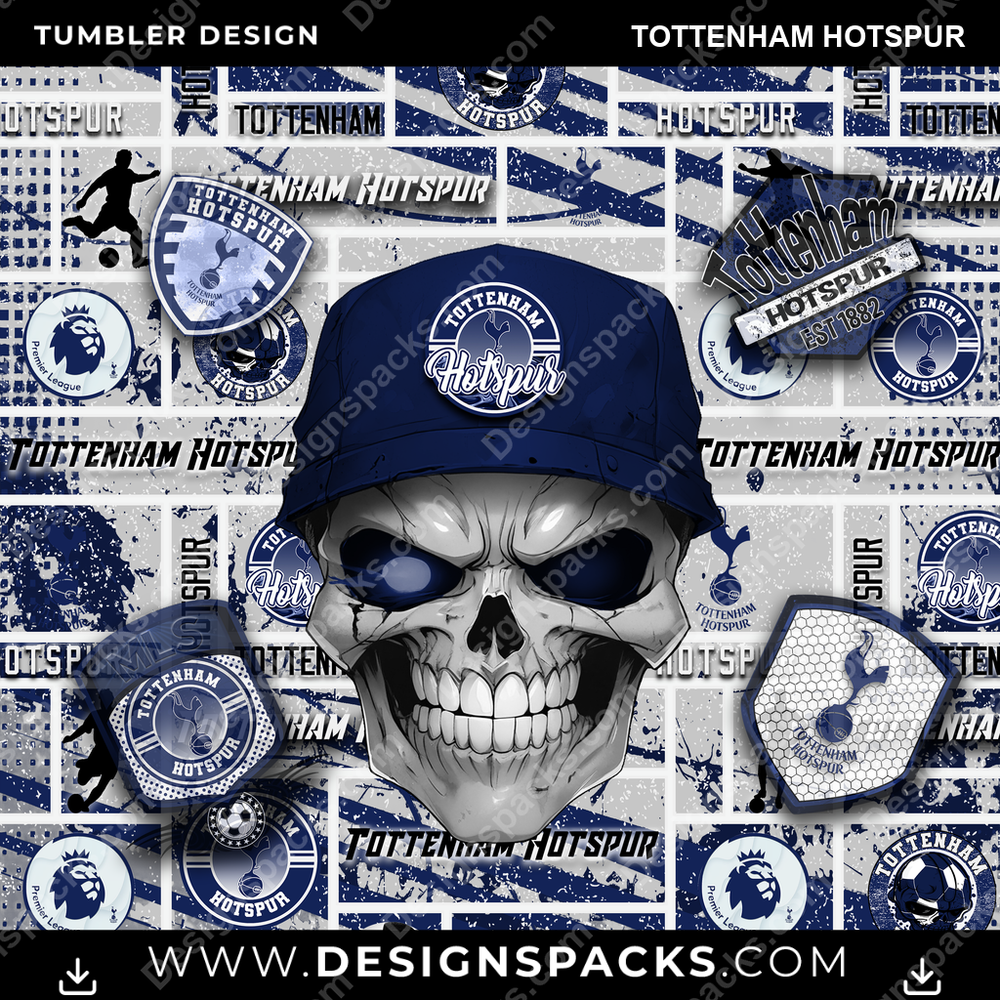 Soccer UK Skull Tottenham Hotspur Tumbler Digital Wrap Design
