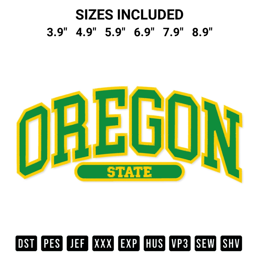 Elevate your next project with our Oregon Ducks State Embroidery Design embroidery file. Shop high-quality digital patterns instantly at Designspacks.com. Available sizes: 3.9", 4.9", 5.9", 6.9", 7.9", 8.9".