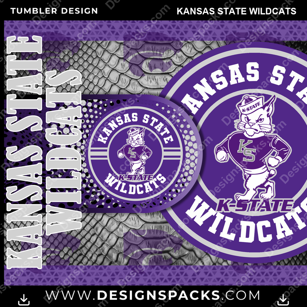 College Sport Hyper Kansas State Wildcats Tumbler Digital Wrap Design