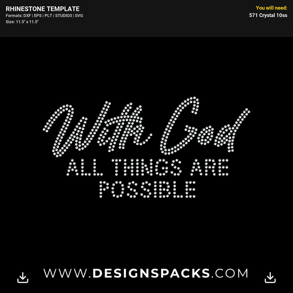 With God All Things Are Possible Rhinestone Digital Template
