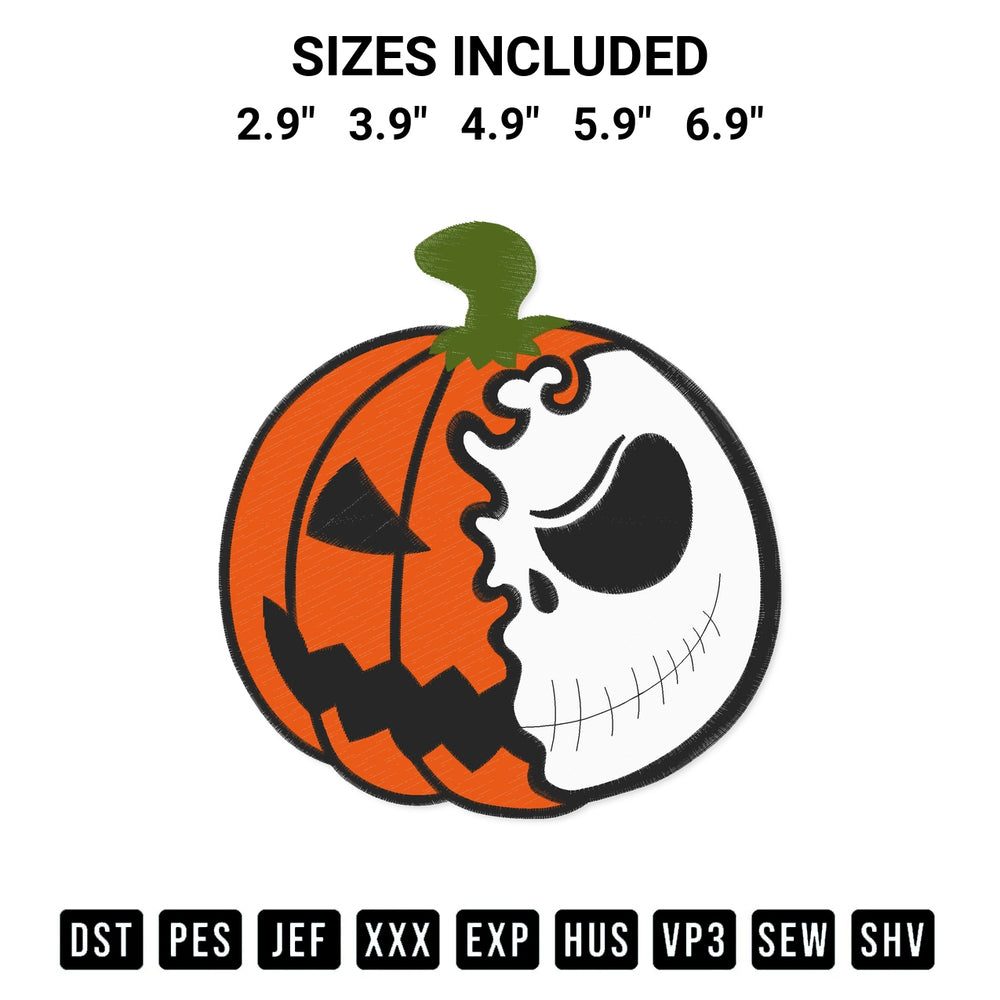 Add a unique touch to your apparel with the Pumpkin Jack Halloween Embroidery Design embroidery file. Premium instant download available now on Designspacks.com. Available sizes: 2.9", 3.9", 4.9", 5.9", 6.9".