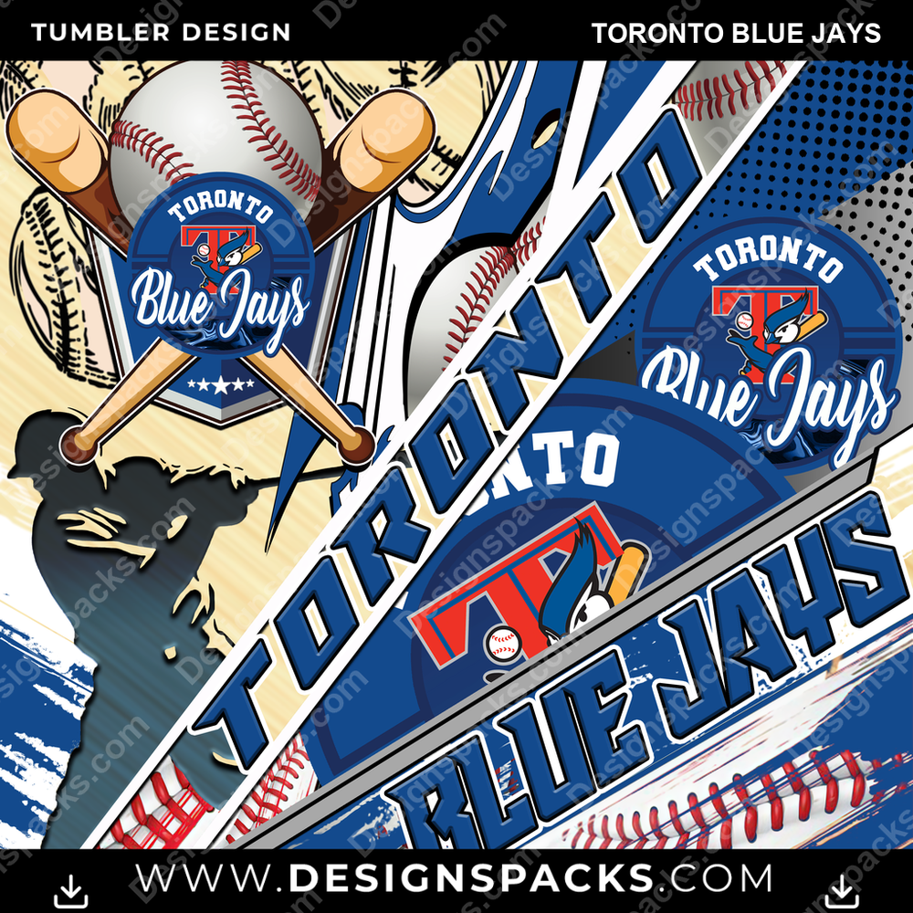 Baseball Silhouette Toronto Blue Jays Tumbler Digital Wrap Design