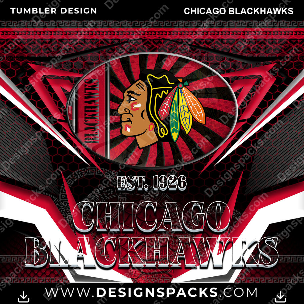 Hockey Tribal Chicago Blackhawks NHL Hockey Tumbler Digital Wrap Design Download